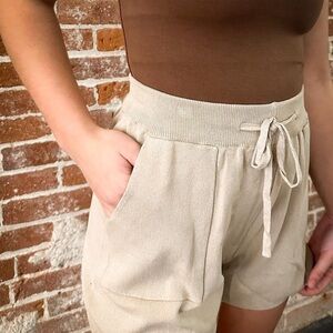 Wishlist Cream High Waist Lounge Shorts